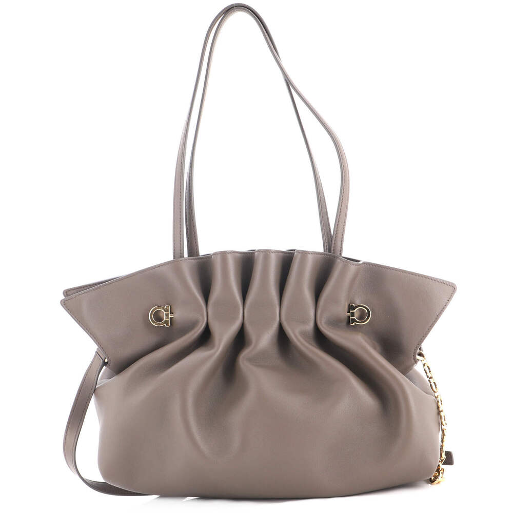 Salvatore Ferragamo Medium Dumpling Gancio Pin Soft Bag Leather